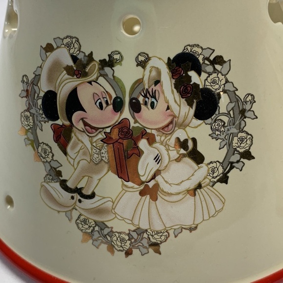 RARE Vintage Disney Victorian Mickey & Minnie Ceramic Jar Candle Lamp Shades SET - Picture 4 of 16